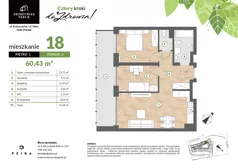 3 pokoje, mieszkanie 60,43 m², piętro 1, oferta nr M18, Srebrzyńska Park IV, Łódź, Polesie, ul. Srebrzyńska 109