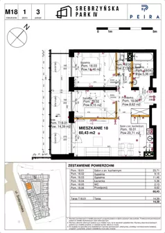 3 pokoje, mieszkanie 60,43 m², piętro 1, oferta nr M18, Srebrzyńska Park IV, Łódź, Polesie, ul. Srebrzyńska 109