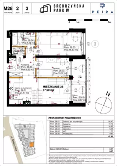 3 pokoje, mieszkanie 67,90 m², piętro 2, oferta nr M28, Srebrzyńska Park IV, Łódź, Polesie, ul. Srebrzyńska 109
