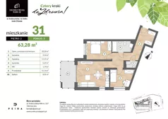 3 pokoje, mieszkanie 63,28 m², piętro 2, oferta nr M31, Srebrzyńska Park IV, Łódź, Polesie, ul. Srebrzyńska 109