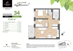 3 pokoje, mieszkanie 57,62 m², piętro 2, oferta nr M34, Srebrzyńska Park IV, Łódź, Polesie, ul. Srebrzyńska 109