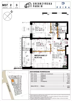 3 pokoje, mieszkanie 60,43 m², piętro 2, oferta nr M37, Srebrzyńska Park IV, Łódź, Polesie, ul. Srebrzyńska 109