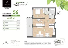 3 pokoje, mieszkanie 60,43 m², piętro 3, oferta nr M56, Srebrzyńska Park IV, Łódź, Polesie, ul. Srebrzyńska 109