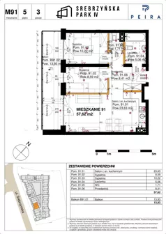 3 pokoje, mieszkanie 57,62 m², piętro 5, oferta nr M91, Srebrzyńska Park IV, Łódź, Polesie, ul. Srebrzyńska 109