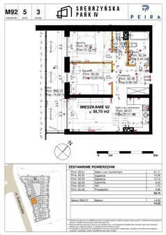 3 pokoje, mieszkanie 58,70 m², piętro 5, oferta nr M92, Srebrzyńska Park IV, Łódź, Polesie, ul. Srebrzyńska 109
