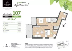 3 pokoje, mieszkanie 63,28 m², piętro 6, oferta nr M107, Srebrzyńska Park IV, Łódź, Polesie, ul. Srebrzyńska 109