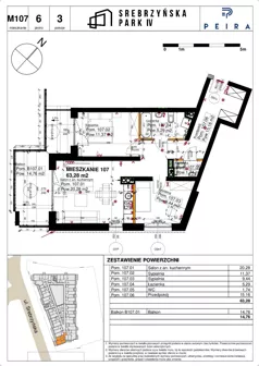 3 pokoje, mieszkanie 63,28 m², piętro 6, oferta nr M107, Srebrzyńska Park IV, Łódź, Polesie, ul. Srebrzyńska 109