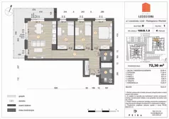 4 pokoje, mieszkanie 72,40 m², piętro 1, oferta nr 106, Osiedle Łososiowa, Łódź, Bałuty, Radogoszcz, ul. Okoniowa 11-13