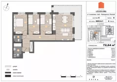 4 pokoje, mieszkanie 72,64 m², piętro 6, oferta nr 60, Osiedle Łososiowa, Łódź, Bałuty, Radogoszcz, ul. Okoniowa 11-13