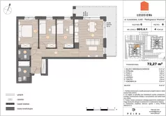 4 pokoje, mieszkanie 72,64 m², piętro 6, oferta nr 60, Osiedle Łososiowa, Łódź, Bałuty, Radogoszcz, ul. Okoniowa 11-13