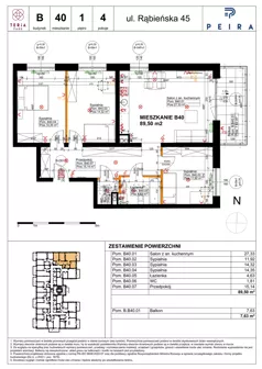 4 pokoje, mieszkanie 89,50 m², piętro 1, oferta nr B40, Teria Park, Łódź, Polesie, Złotno, ul. Rąbieńska 45