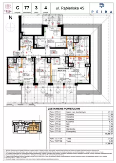 4 pokoje, mieszkanie 98,45 m², piętro 3, oferta nr C77, Teria Park, Łódź, Polesie, Złotno, ul. Rąbieńska 45