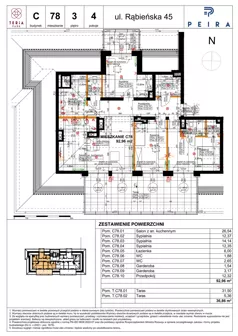 4 pokoje, mieszkanie 92,96 m², piętro 3, oferta nr C78, Teria Park, Łódź, Polesie, Złotno, ul. Rąbieńska 45