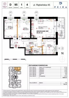 4 pokoje, mieszkanie 89,50 m², piętro 1, oferta nr D95, Teria Park, Łódź, Polesie, Złotno, ul. Rąbieńska 45