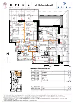 4 pokoje, mieszkanie 76,89 m², piętro 3, oferta nr D111, Teria Park, Łódź, Polesie, Złotno, ul. Rąbieńska 45