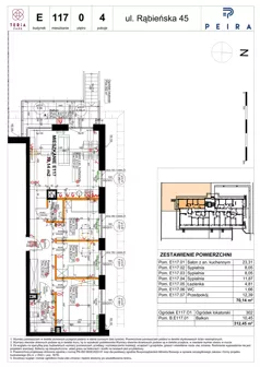 4 pokoje, mieszkanie 69,89 m², piętro 1, oferta nr A01, Teria Park, Łódź, Polesie, Złotno, ul. Rąbieńska 45
