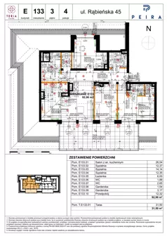 4 pokoje, mieszkanie 92,96 m², piętro 3, oferta nr E133, Teria Park, Łódź, Polesie, Złotno, ul. Rąbieńska 45