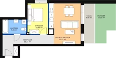 2 pokoje, mieszkanie 48,94 m², parter, oferta nr 1, Osiedle Łososiowa, Łódź, Bałuty, Radogoszcz, ul. Łososiowa (Okoniowa)