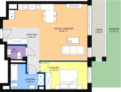 2 pokoje, mieszkanie 65,52 m², parter, oferta nr 2, Osiedle Łososiowa, Łódź, Bałuty, Radogoszcz, ul. Łososiowa (Okoniowa)