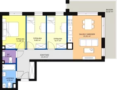 4 pokoje, mieszkanie 72,64 m², piętro 6, oferta nr 60, Osiedle Łososiowa, Łódź, Bałuty, Radogoszcz, ul. Łososiowa (Okoniowa)