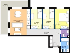 4 pokoje, mieszkanie 72,40 m², piętro 1, oferta nr 106, Osiedle Łososiowa, Łódź, Bałuty, Radogoszcz, ul. Łososiowa (Okoniowa)
