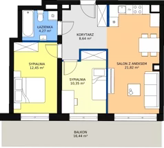 3 pokoje, mieszkanie 57,81 m², piętro 4, oferta nr 38, InPark, Łódź, Bałuty, ul. Emilii Plater / ul. Górnicza