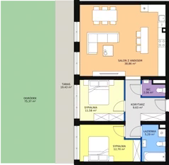 3 pokoje, mieszkanie 80,50 m², parter, oferta nr 44, InPark, Łódź, Bałuty, ul. Emilii Plater / ul. Górnicza