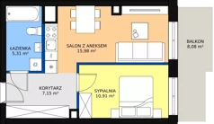 2 pokoje, mieszkanie 39,35 m², piętro 1, oferta nr 52, InPark, Łódź, Bałuty, ul. Emilii Plater / ul. Górnicza