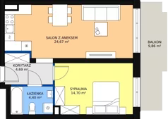 2 pokoje, mieszkanie 48,64 m², piętro 1, oferta nr 53, InPark, Łódź, Bałuty, ul. Emilii Plater / ul. Górnicza