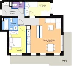 3 pokoje, mieszkanie 65,82 m², piętro 1, oferta nr 54, InPark, Łódź, Bałuty, ul. Emilii Plater / ul. Górnicza