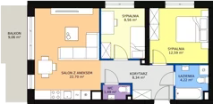 3 pokoje, mieszkanie 58,03 m², piętro 1, oferta nr 60, InPark, Łódź, Bałuty, ul. Emilii Plater / ul. Górnicza