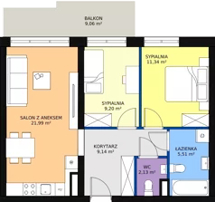 3 pokoje, mieszkanie 59,73 m², piętro 2, oferta nr 70, InPark, Łódź, Bałuty, ul. Emilii Plater / ul. Górnicza
