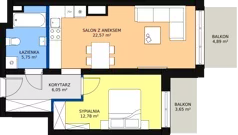 2 pokoje, mieszkanie 47,47 m², piętro 3, oferta nr 87, InPark, Łódź, Bałuty, ul. Emilii Plater / ul. Górnicza
