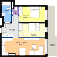 3 pokoje, mieszkanie 65,33 m², piętro 3, oferta nr 88, InPark, Łódź, Bałuty, ul. Emilii Plater / ul. Górnicza