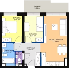 3 pokoje, mieszkanie 56,20 m², piętro 1, oferta nr 125, InPark, Łódź, Bałuty, ul. Emilii Plater / ul. Górnicza