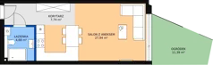 1 pokój, apartament 39,29 m², przyziemie, oferta nr A21 (A1), PRATUM Apartamenty, Mikołajki, ul. Mrągowska