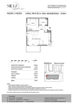 2 pokoje, mieszkanie 47,03 m², piętro 1, oferta nr E.B.2.4, Silva Straszyn - bud E,F, Straszyn, ul. Boczna/Starogardzka