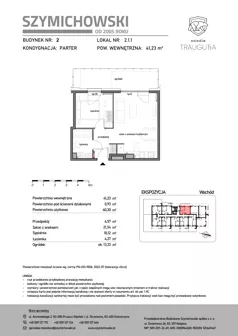 2 pokoje, mieszkanie 41,23 m², parter, oferta nr B2.1.1, Osiedle Traugutta, Kościerzyna, ul. Traugutta