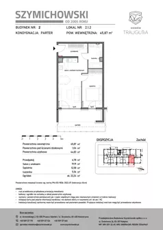 2 pokoje, mieszkanie 45,87 m², parter, oferta nr B2.1.2, Osiedle Traugutta, Kościerzyna, ul. Traugutta