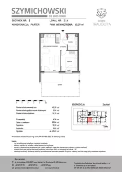 2 pokoje, mieszkanie 40,29 m², parter, oferta nr B2.1.4, Osiedle Traugutta, Kościerzyna, ul. Traugutta