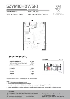2 pokoje, mieszkanie 40,29 m², piętro 3, oferta nr B2.4.7, Osiedle Traugutta, Kościerzyna, ul. Traugutta