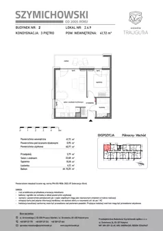 2 pokoje, mieszkanie 41,72 m², piętro 3, oferta nr B2.4.9, Osiedle Traugutta, Kościerzyna, ul. Traugutta