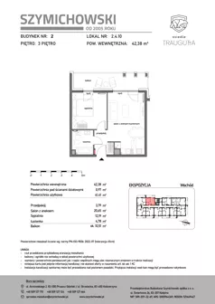 2 pokoje, mieszkanie 42,38 m², piętro 3, oferta nr B2.4.10, Osiedle Traugutta, Kościerzyna, ul. Traugutta