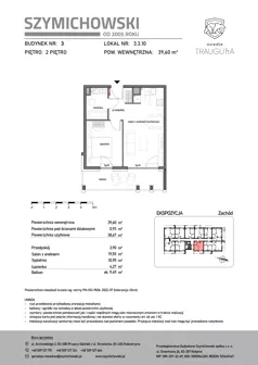 2 pokoje, mieszkanie 39,60 m², piętro 2, oferta nr B3.3.10, Osiedle Traugutta, Kościerzyna, ul. Traugutta