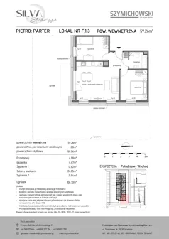 3 pokoje, mieszkanie 59,26 m², parter, oferta nr F.1.3, Silva Straszyn - bud E,F, Straszyn, ul. Boczna/Starogardzka