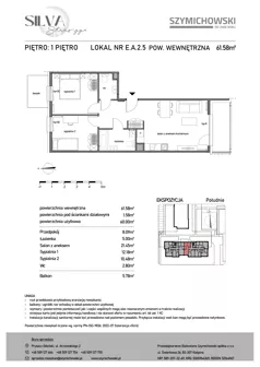3 pokoje, mieszkanie 61,58 m², piętro 1, oferta nr E.A.2.5, Silva Straszyn - bud E,F, Straszyn, ul. Boczna/Starogardzka