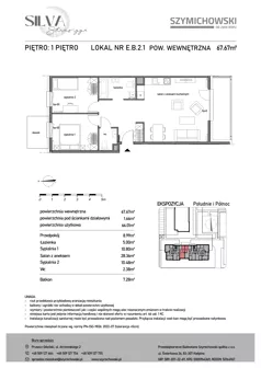 3 pokoje, mieszkanie 67,67 m², piętro 1, oferta nr E.B.2.1, Silva Straszyn - bud E,F, Straszyn, ul. Boczna/Starogardzka