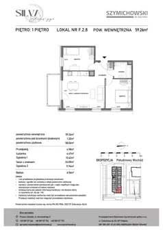 3 pokoje, mieszkanie 59,26 m², piętro 1, oferta nr F.2.8, Silva Straszyn - bud E,F, Straszyn, ul. Boczna/Starogardzka