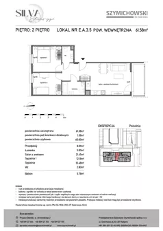 3 pokoje, mieszkanie 61,58 m², piętro 2, oferta nr E.A.3.5, Silva Straszyn - bud E,F, Straszyn, ul. Boczna/Starogardzka