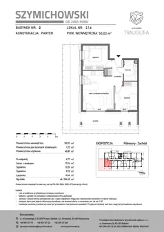 3 pokoje, mieszkanie 50,03 m², parter, oferta nr B2.1.6, Osiedle Traugutta, Kościerzyna, ul. Traugutta
